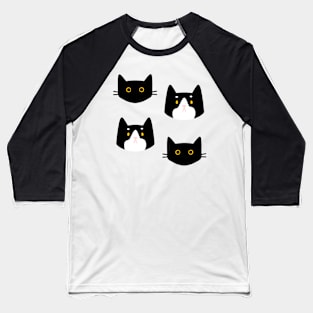 Cute Black and tuxedo Cat Pattern Baseball T-Shirt